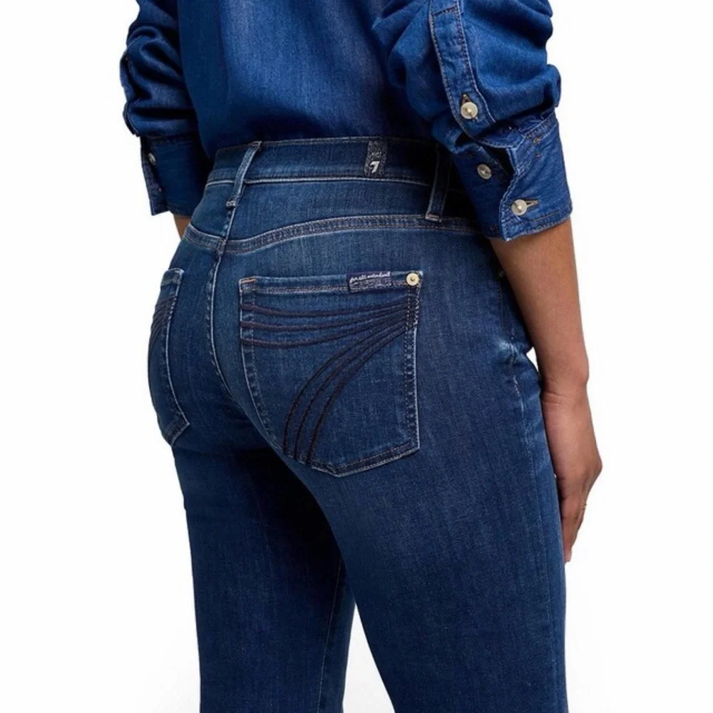 7 For All Mankind Tailorless Slim Illusion Dojo in Indigo Wide Leg Jeans Sz 25 - Picture 12 of 16